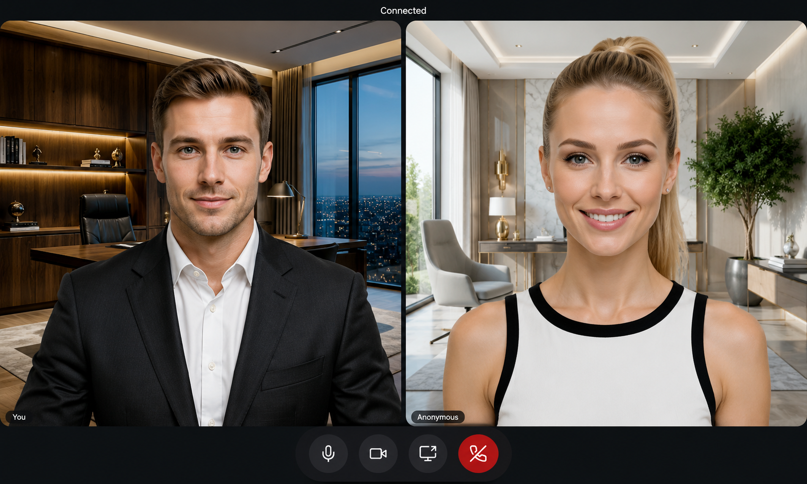 Aionda Mail video meeting — encrypted video call with two participants